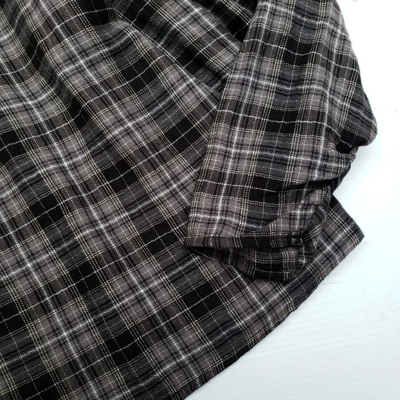 Anthropologie Black White Plaid Beaded Top - Picture 5 of 8